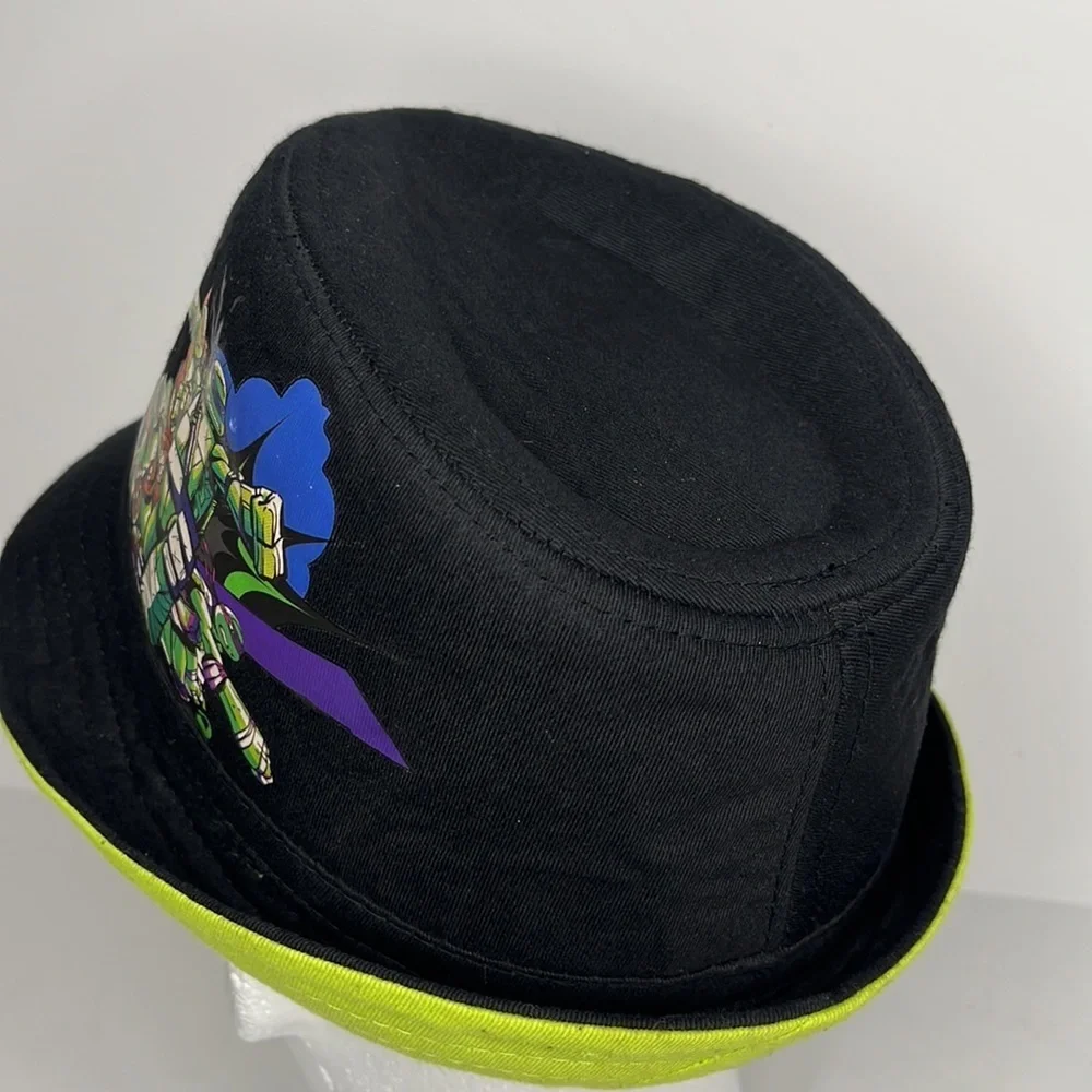 Teenage Mutant Ninja Turtles Print Nickelodeon Fedora Hat Black‎ Chartreuse OSFM